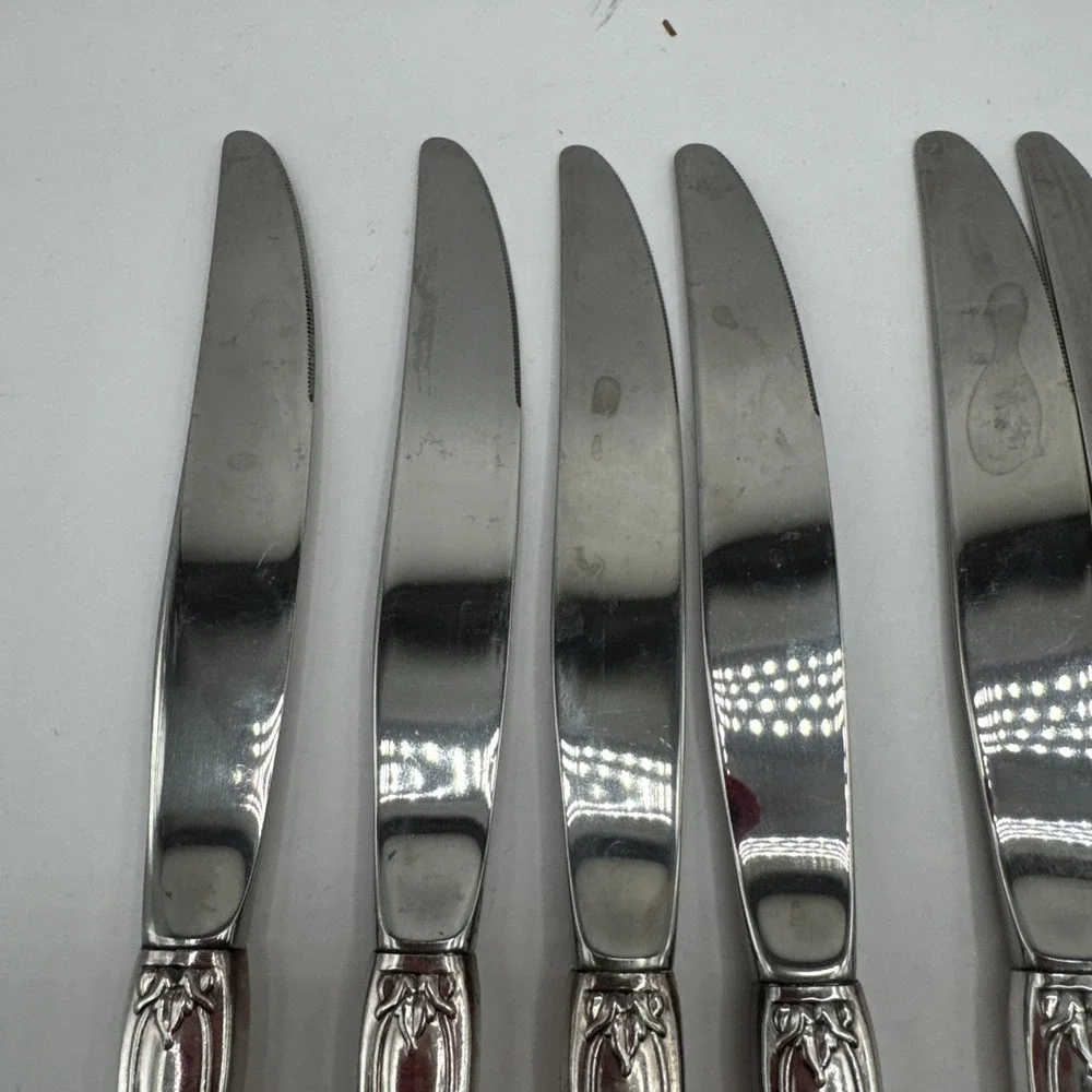 Lot Of 8 Oneida Silver Michelangelo (Stainless) Flatware‎ Hollow Dinner Knives